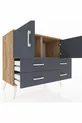 Commode Hyperion 2 étagères 4 tiroirs 2 portes Pin-Anthracite