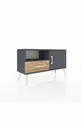 Commode Arges 2 étagères avec 1 tiroir et 1 porte, Anthracite/Anthracite/Pin