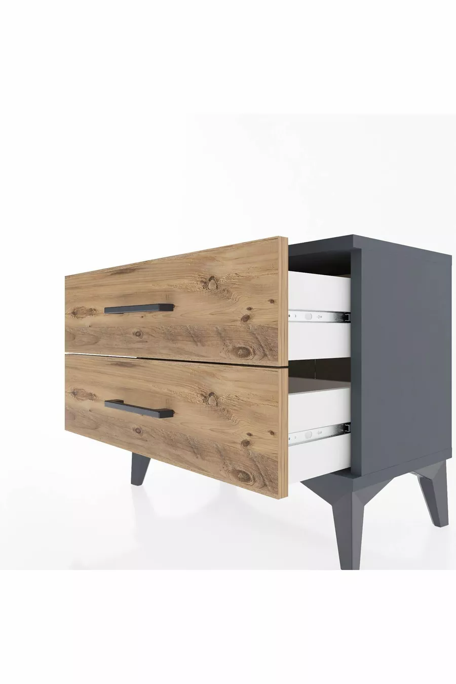 Chevet Arges 2 tiroirs Anthracite-Pin