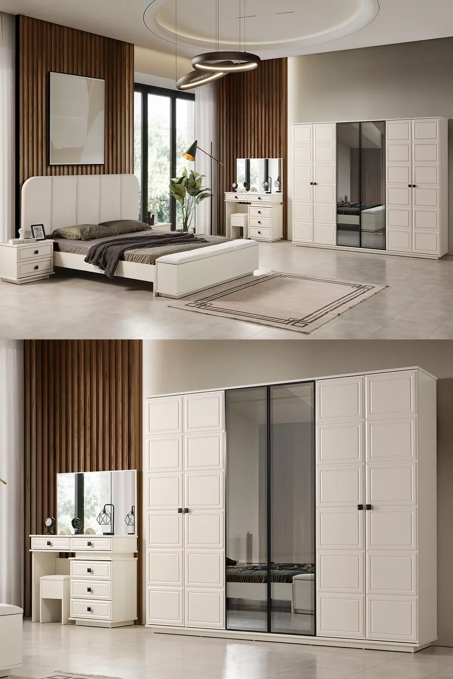 Ensemble de chambre à coucher moderne Sude Bohem Benchli avec 6 portes