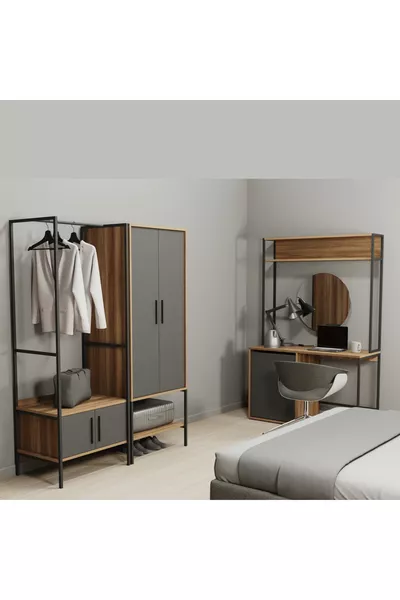 Modulago Maxi Hotel Furniture Set Anthracite Walnut