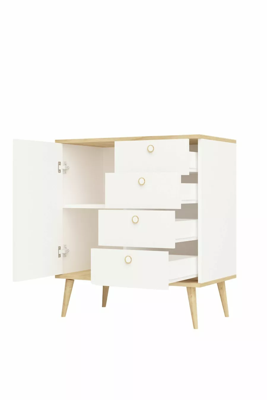 Commode Time / Armoire Multifonction / Commode à Tiroirs / Commode avec Porte / Commode à 4 Tiroirs