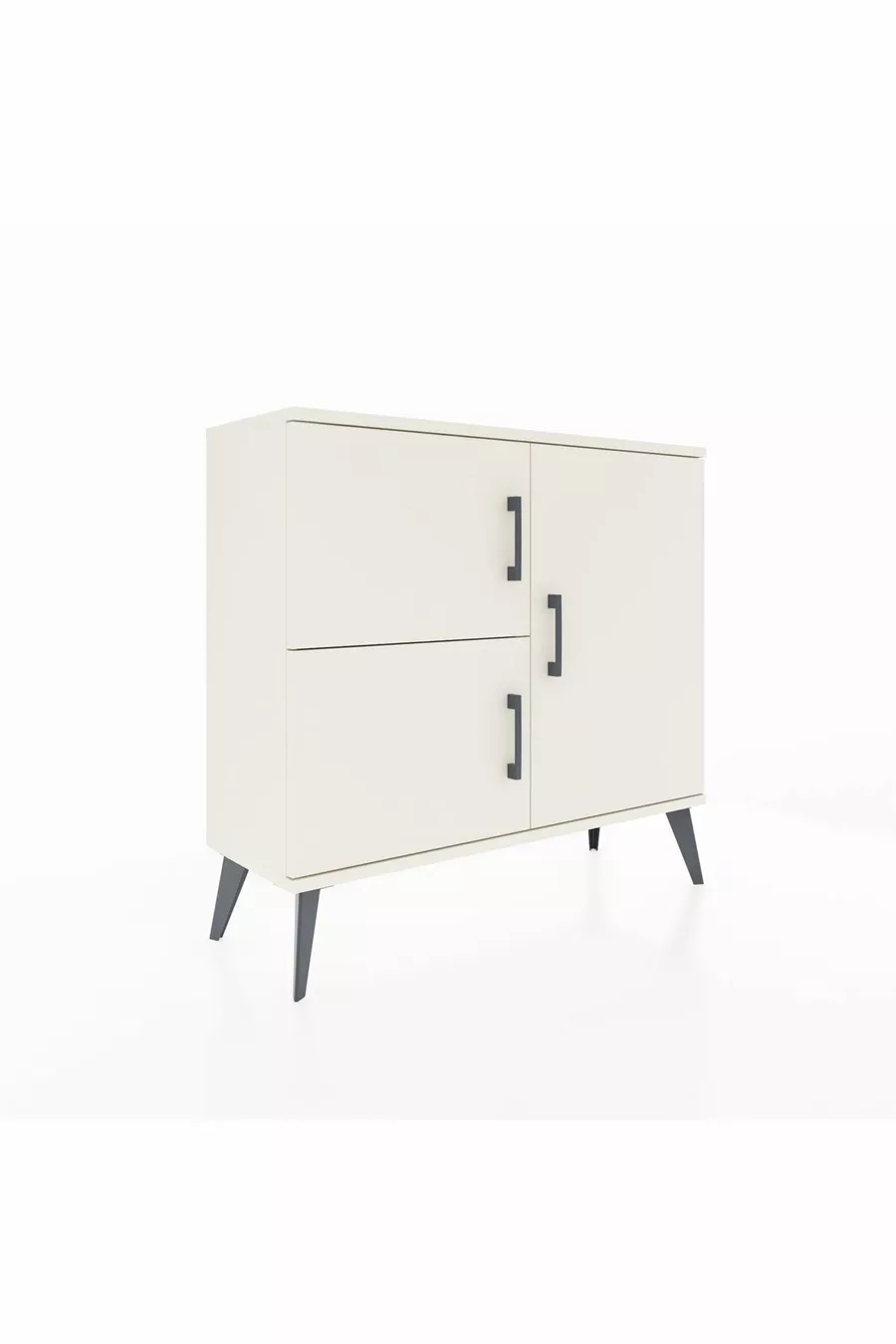 Commode Arges 2 étagères 3 portes Pierre de lune/Pierre de lune/Anthracite
