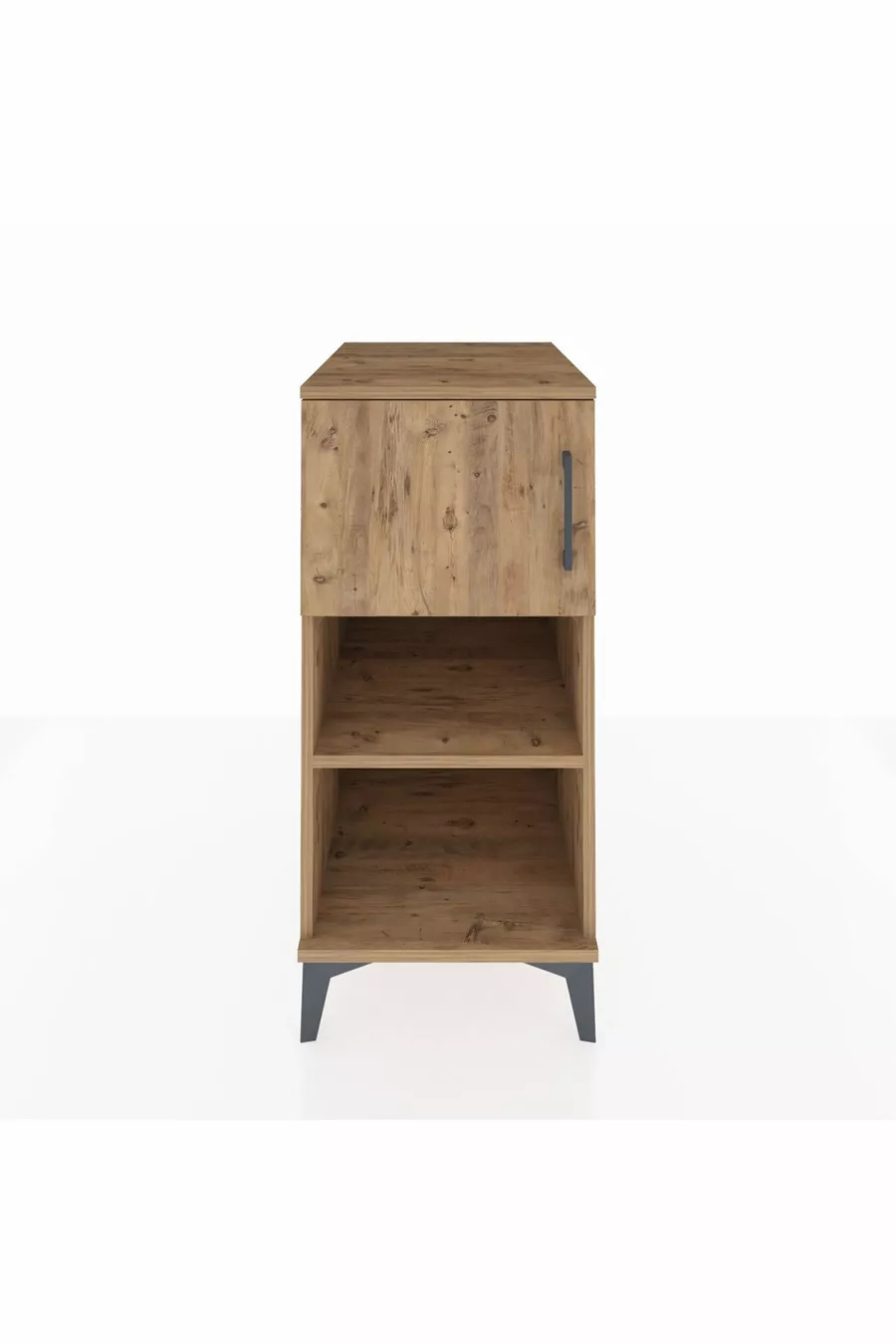 Table de chevet Kronos à 2 étagères avec 1 porte, pin-pin